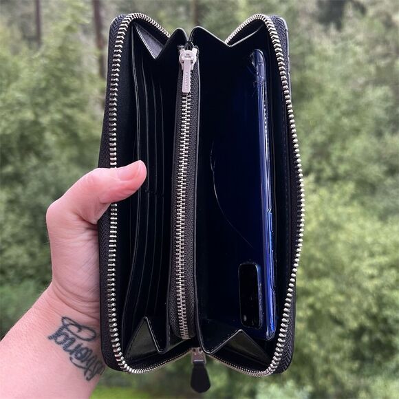 COACH Black Leather Wallet w Silver Hardware NWT AUTHENTIC - Picture 5 of 8